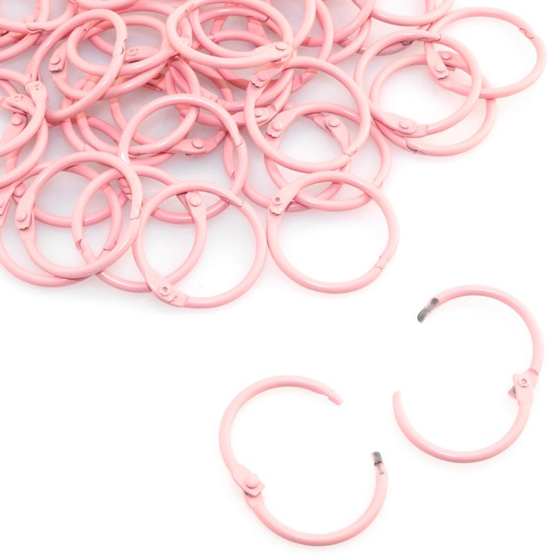 Lind Kitchen 50pcs 1" Book Ring Metal Loose Leaf Ring,Book Binder Hinged Buckle Rings Scrapbook Sketchbook Craft Photo Album DIY Binding Ring 25mm(Pink) - Image 1
